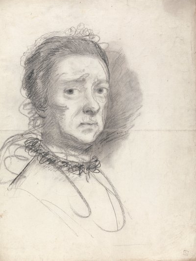 Głowa starszej pani; studia z Dysputy Rafaela autorstwa Sir Joshua Reynolds
