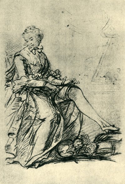Kobieta zakładająca pończochy, połowa końca XVIII wieku, 1943. autorstwa Joshua Reynolds