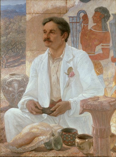 Sir Arthur Evans wśród ruin pałacu w Knossos, 1907 autorstwa Sir William Blake Richmond