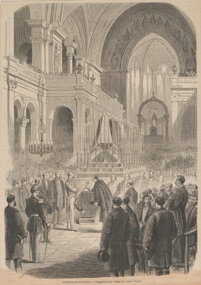 Pogrzeb Gioacchino Rossiniego. Konsekracja w kościele Świętej Trójcy, 1868 r. autorstwa Smeeton and Cie . Cosson