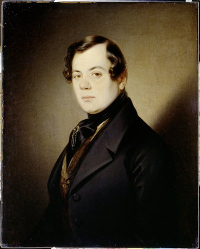 Portrait du poeta Vladimir Grigorievitch Benediktov (1807-1873) (Portret poety Vladimira G. Benediktova) - Peinture de Sandor Kozina (1808-1873), huile sur toile (67x54 cm), ok. 1840 - Muzeum Pamięci A. Puszkina, ul. . Petersburg (Rosja) autorstwa Sándor Kozina