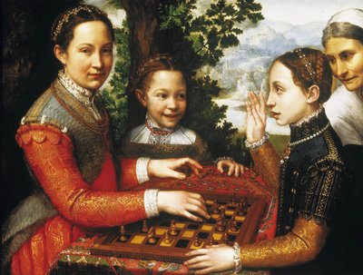 Gra w szachy (portret sióstr artysty grających w szachy). autorstwa Sofonisba Anguissola