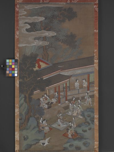 A Revel In The Han Palace, data nieznana (tusz, kolor i złoto na papierze) autorstwa Songnian Liu