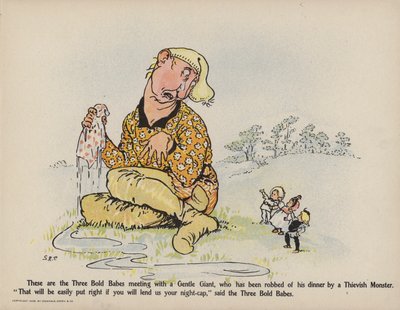 Ilustracja do "Further Doings of the Three Bold Babes" (kolorowa litografia) autorstwa Sophia Rosamond Praeger