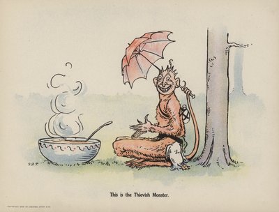 Ilustracja do "Further Doings of the Three Bold Babes" (kolorowa litografia) autorstwa Sophia Rosamond Praeger