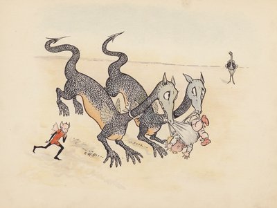 Ilustracja do Little Twin Dragons autorstwa S. Rosamond Praeger (kolorowa litografia) autorstwa Sophia Rosamond Praeger