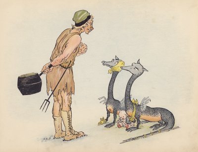 Ilustracja do Little Twin Dragons autorstwa S. Rosamond Praeger (kolorowa litografia) autorstwa Sophia Rosamond Praeger