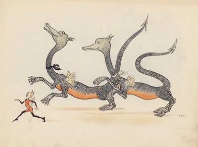 Ilustracja do Little Twin Dragons autorstwa S. Rosamond Praeger (kolorowa litografia) autorstwa Sophia Rosamond Praeger