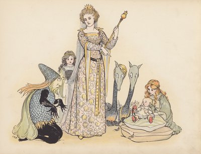 Ilustracja do Little Twin Dragons autorstwa S. Rosamond Praeger (kolorowa litografia) autorstwa Sophia Rosamond Praeger