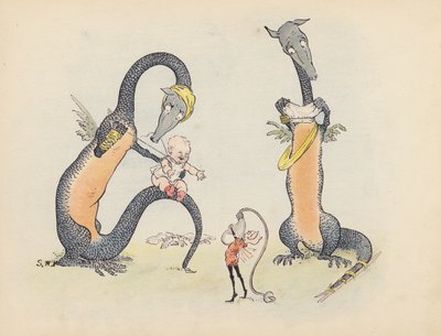 Ilustracja do Little Twin Dragons autorstwa S. Rosamond Praeger (kolorowa litografia) autorstwa Sophia Rosamond Praeger