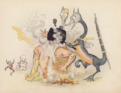 Ilustracja do Little Twin Dragons autorstwa S. Rosamond Praeger (kolorowa litografia) autorstwa Sophia Rosamond Praeger