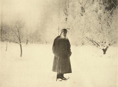 Rosyjski pisarz Lew Tołstoj na zimowy spacer, 1900 autorstwa Sophia Andreevna Tolstaya