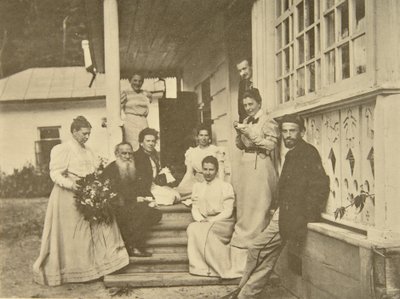 Rosyjski pisarz Lew Tołstoj z rodziną w urodziny żony, Rosja, 1900 autorstwa Sophia Andreevna Tolstaya