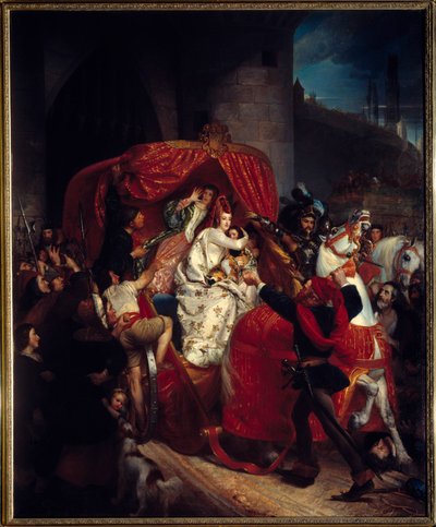 Powstanie Brugii z 1436 r.: „”Księżna Burgundii u bram Brugii”””Izabela Portugalska (1397-1471) została aresztowana wraz ze swoim synem Karolem Temerowym pod fortyfikacjami. Obraz Sophie Rude (1797-1867) 1841 Nd. 1,84x1,5 m Dijon, Muzeum F autorstwa Sophie Rude