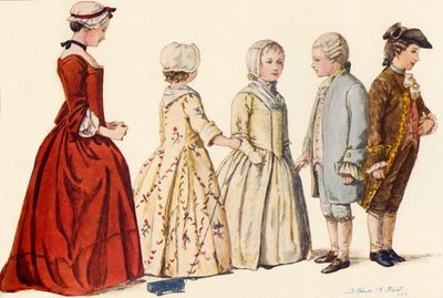 Strój dziecięcy za panowania królowej Anny, Jerzego I, II i III 1702-1790, 1903, 1937. autorstwa Sophie B. Steel