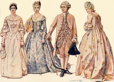 Odzież za panowania Jerzego II 1750-1760, 1903, 1937. autorstwa Sophie B. Steel