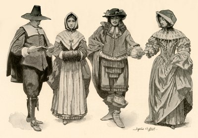 Odzież z lat 1620-1670, 1903, 1937. autorstwa Sophie B. Steel
