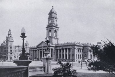 Poczta i Natal Bank, Durban (zdjęcie czarno-białe) autorstwa South African Photographer