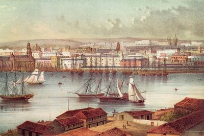 Widok na Hawanę na Kubie, połowa XIX wieku autorstwa American School