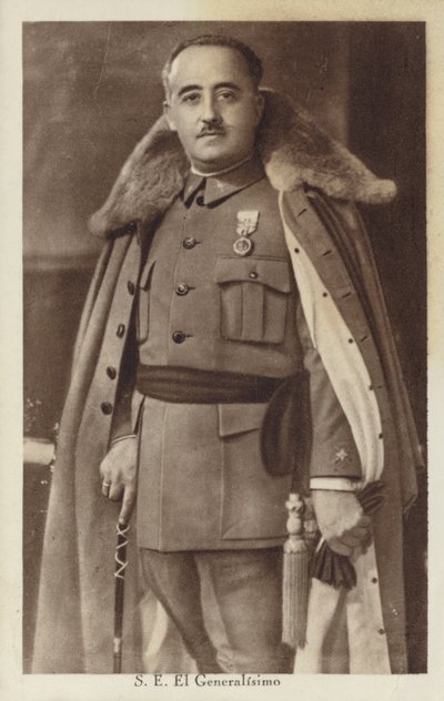 Francisco Franco, hiszpański generał i dyktator (zdjęcie czarno-białe) autorstwa Spanish Photographer