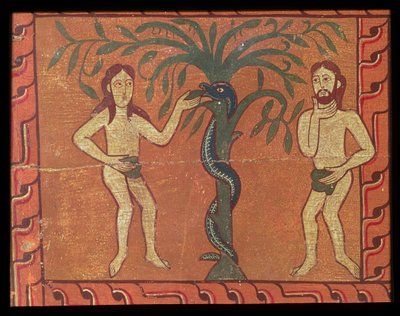 Adam i Ewa, z ołtarza Sagars (tempera na panelu) autorstwa Spanish School
