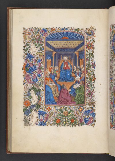 Dodaj MS 50004 f.53v Chrystus wśród lekarzy, z „Księgi godzin” (tusz, kolor i złoto na welinie) autorstwa Spanish School