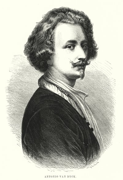 Anthony van Dyck , flamandzki artysta (litografia) autorstwa Spanish School