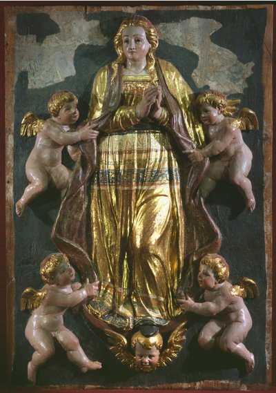 Wniebowzięcie NMP, fragment renesansowego ołtarza (drewno malowane i złocone) autorstwa Spanish School