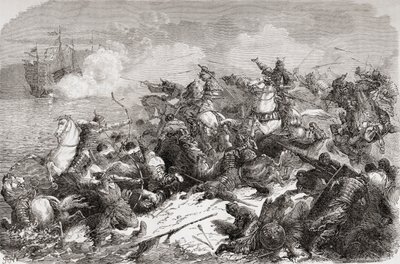 Chińska próba inwazji na Japonię w XIII wieku, wyd. 1878 (druk) autorstwa Spanish School