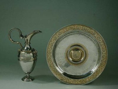 Ewer i basen, aragoński lub kastylijski, koniec XVI w. (paczka srebrna pozłacana) autorstwa Spanish School