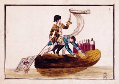 Wypędzenie Józefa Bonaparte (1768-1844) (na ogórku) po klęsce Vitorii w Hiszpanii autorstwa Spanish School