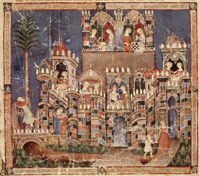 Fol.13v Gry i rozrywka trojanów z Kodeksu Benito Santa Mora autorstwa Spanish School