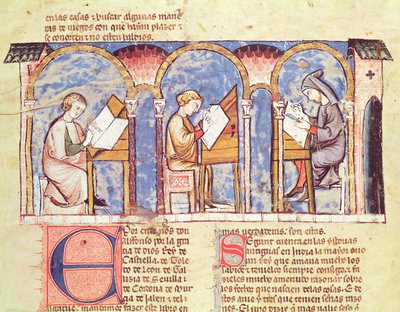 Fol.1v Twórcy stołów do gier, z Księgi gier, szachów, kości i plansz, 1282 autorstwa Spanish School