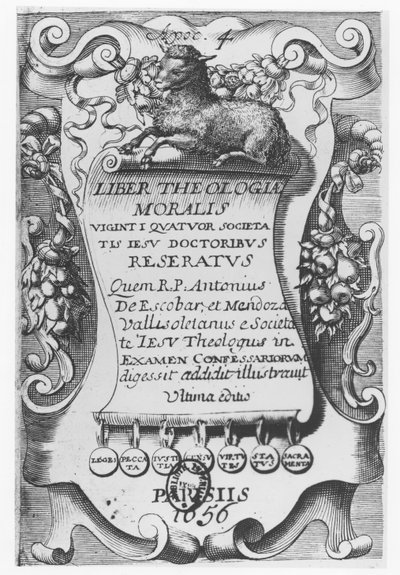 Frontyspis do Liber Theologiae Moralis, Antonio Escobara i Mendoza, 1656 autorstwa Spanish School