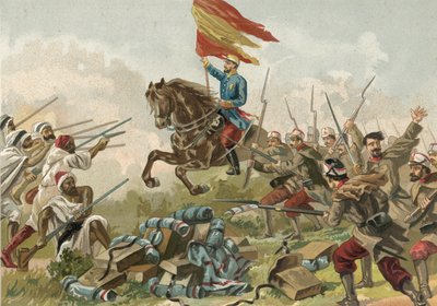Heroizm generała Prima w Castillejos, Maroko, 1859 autorstwa Spanish School