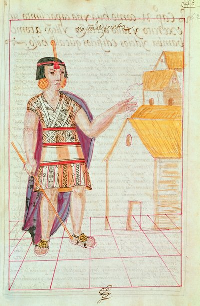 Ilustracja z „Historii i królewskiej genealogii królów Inków z Peru, ich czynów, zwyczajów, strojów i sposobu rządzenia”, znanej jako Codice Murua (wellum) autorstwa Spanish School