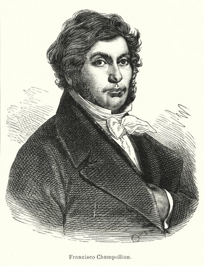 Jean-Francois Champollion , francuski uczony, filolog i odczytujący starożytne egipskie hieroglify (lit) autorstwa Spanish School