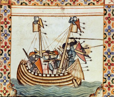Les croises w drodze do oblężenia twierdzy Sarrazine Fragment jednej strony zaczerpnięty z rękopisu Pieśni Najświętszej Marii Panny (Cantigas de Santa Maria), zdobi miniatury poświęcone Najświętszej Marii Pannie i jej cudom, zbiór pieśni przeredagowanych p autorstwa Spanish School