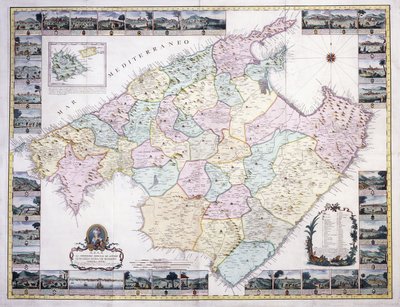Mapa wyspy Majorka, 1785 autorstwa Spanish School