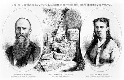 Meksyk - Ruiny starożytnej populacji Chichen Itza, niedaleko Meridy na Jukatanie, ilustracja z La Ilustracion Espanola y Americana 1877 autorstwa Spanish School