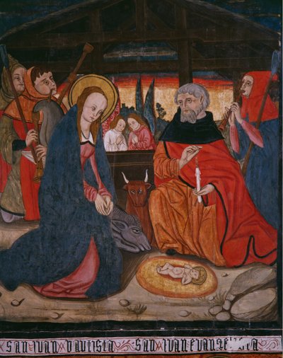 Narodzenia, tablica z kościoła San Andres z Tortury, koniec XV w.-pocz. XVI w. (drewno malowane) autorstwa Spanish School