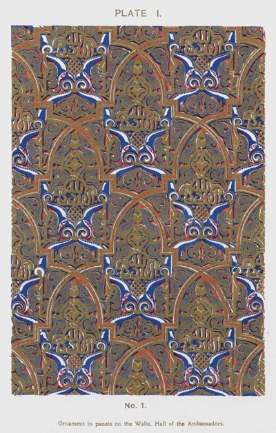 Ornament w panelach na ścianach, Sala Ambasadorów (kolor lito) autorstwa Spanish School