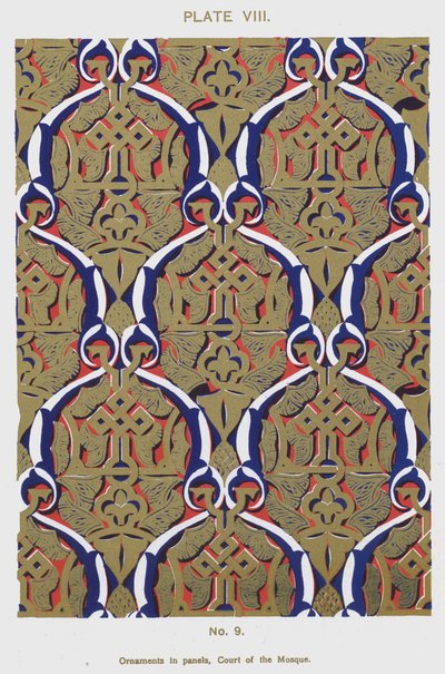 Zdobienia w panelach, Court of the Mosque (kolor lito) autorstwa Spanish School