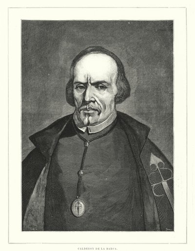 Pedro Calderon de la Barca, hiszpański żołnierz, ksiądz i pisarz (litografia) autorstwa Spanish School