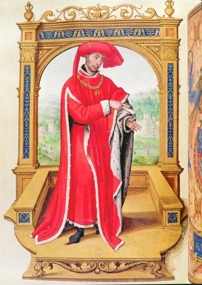Filip Dobry (1396-1467) Książę Burgundii, założyciel Orderu Złotego Runa, ze Statuts de la Toison dOr autorstwa Spanish School