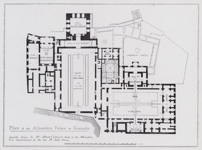 Plan pałacu Alhambra w Granadzie (lito) autorstwa Spanish School