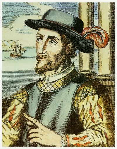 Portret Juana Ponce de Leon (1474 - 1521) (rycina ręcznie kolorowana). autorstwa Spanish School