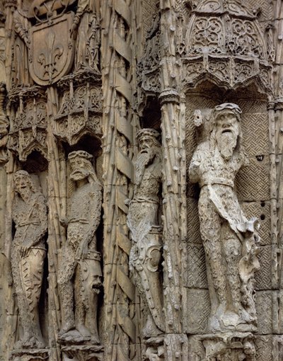 Detal rzeźbiarski lewego ościeża fasady wejściowej, z lat 1488-96 (kamień) autorstwa Spanish School
