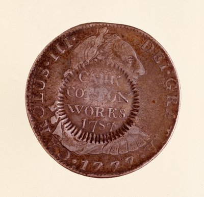 Srebrna moneta (8 reali) z Hiszpanii: panowanie Karola III (1759-1788). 1777 z kontrasygnatem z 1787 r. Śr. 3,9 cm Neapol, muzeum archeologiczne autorstwa Spanish School