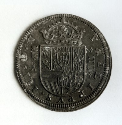Srebrna korona czterorealowa z czasów panowania i Filipa III Hiszpanii i Portugalii (1578-1621) (srebrna) autorstwa Spanish School